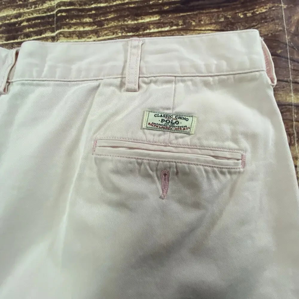 Vintage Polo Ralph Lauren Shorts Mens 38 Light Pink Chino Cotton Classic
